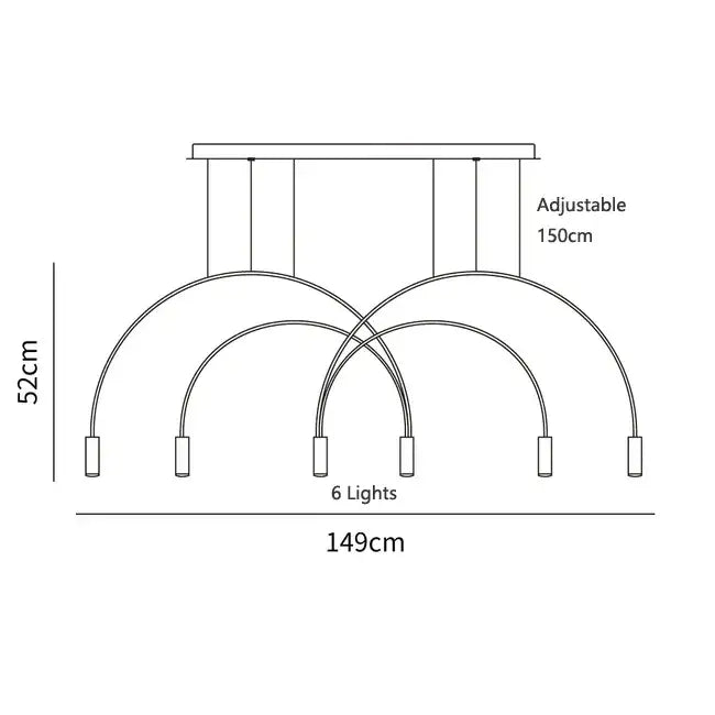 Modern black & gold arc pendant light chandelier – kitchen island