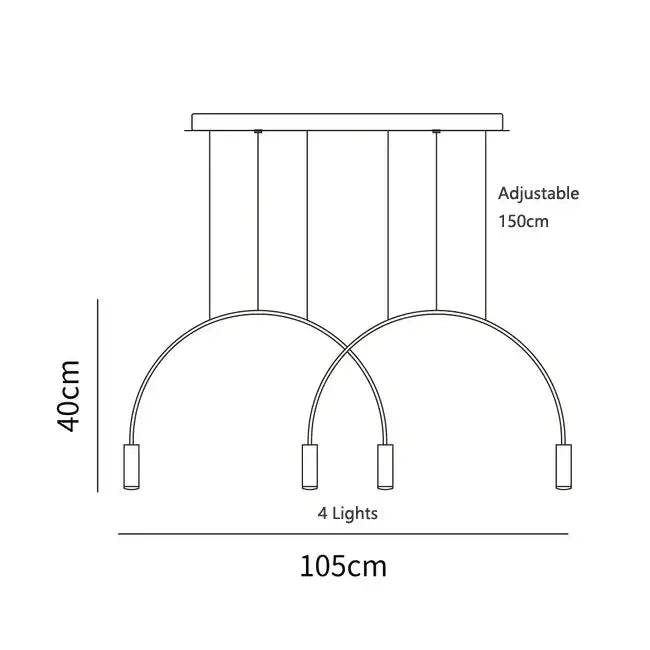 Modern black & gold arc pendant light chandelier – kitchen island
