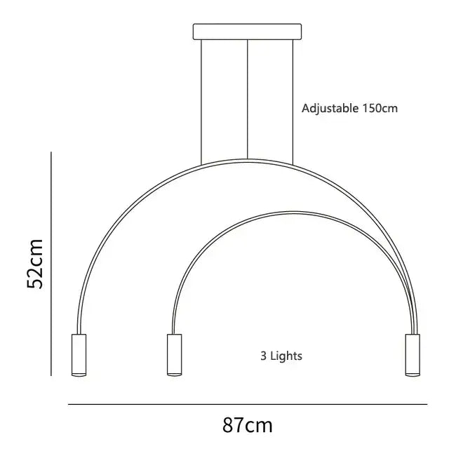 Modern black & gold arc pendant light chandelier – kitchen island