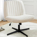 Modern beige upholstered wide desk chair office height adjustable