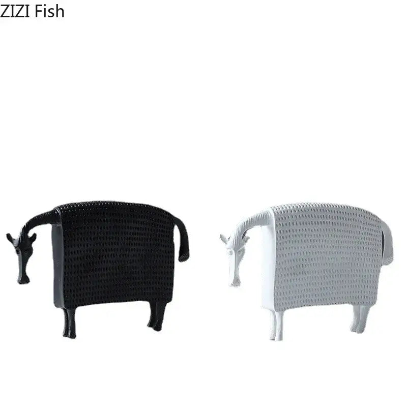 Armored warhorse resin black & white sheep – bedroom desk decoration