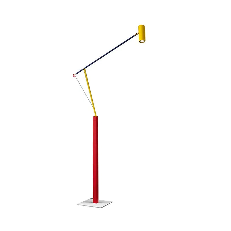 Art deco colorful yellow & red floor lamp living room rotating arm