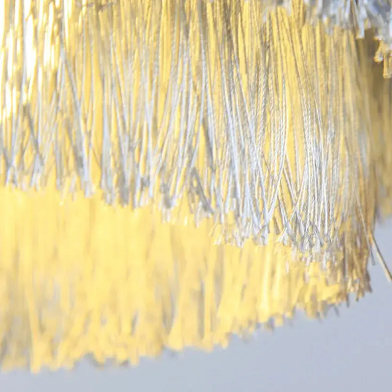 Art deco pink & gold tiered chandelier bedroom fringe light