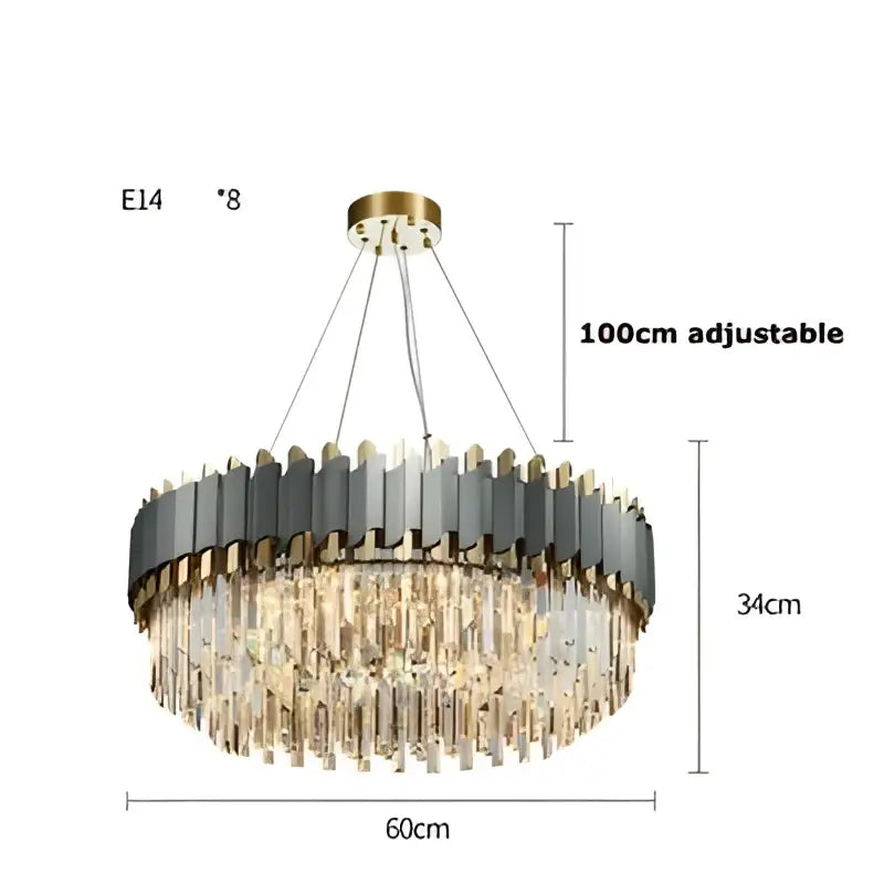 Art deco golden black crystal pendant lights for dining room