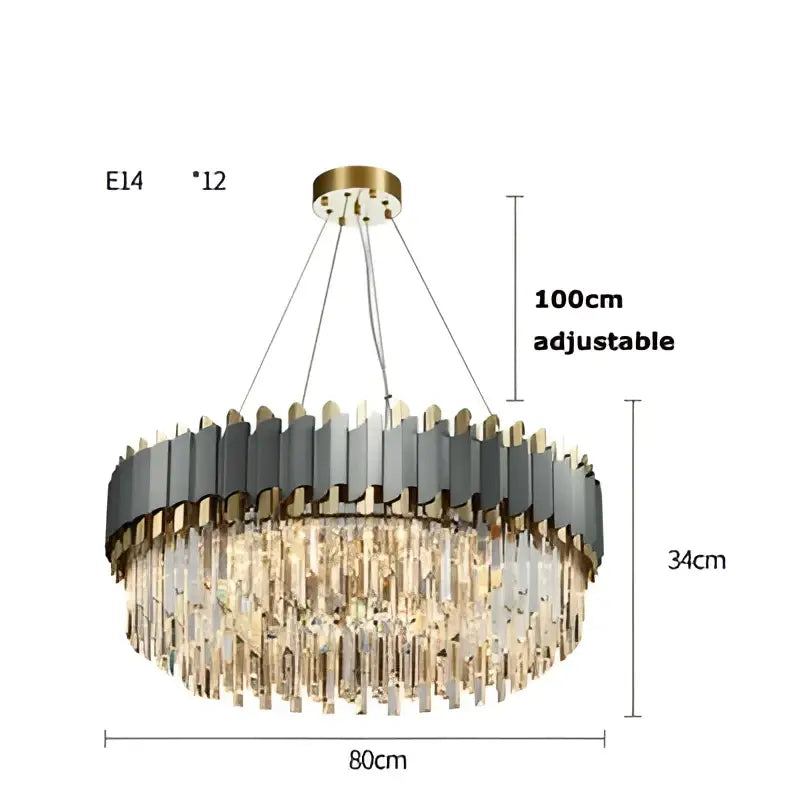 Art deco golden crystal chandelier dining room led hanging lamp