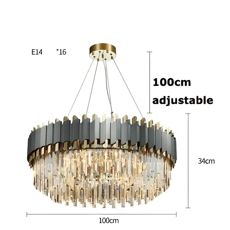 Art deco golden crystal chandelier dining room led hanging lamp