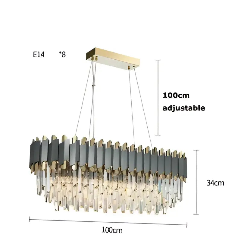 Decorbites art deco gray & gold crystal chandelier foyer light