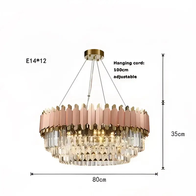 Decorbites art deco gray & gold crystal chandelier foyer light