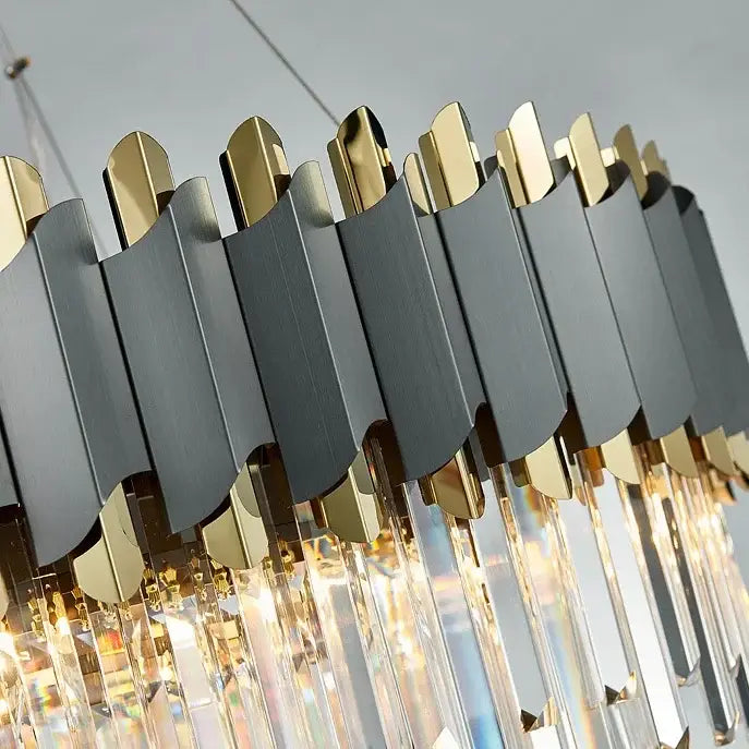 Decorbites art deco gray & gold crystal chandelier foyer light