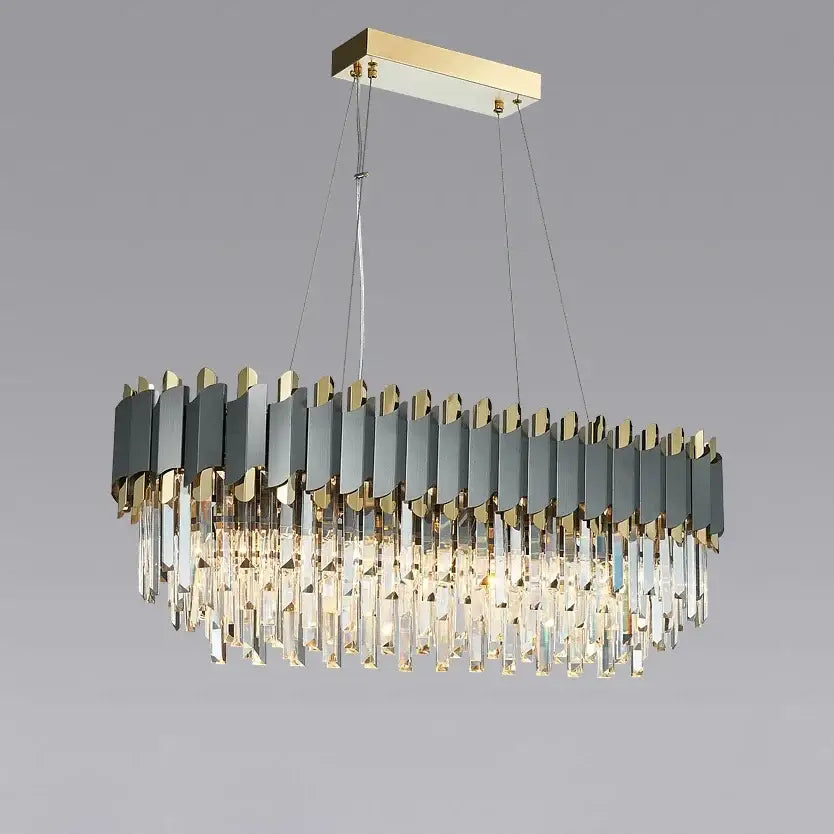 Decorbites art deco gray & gold crystal chandelier foyer light