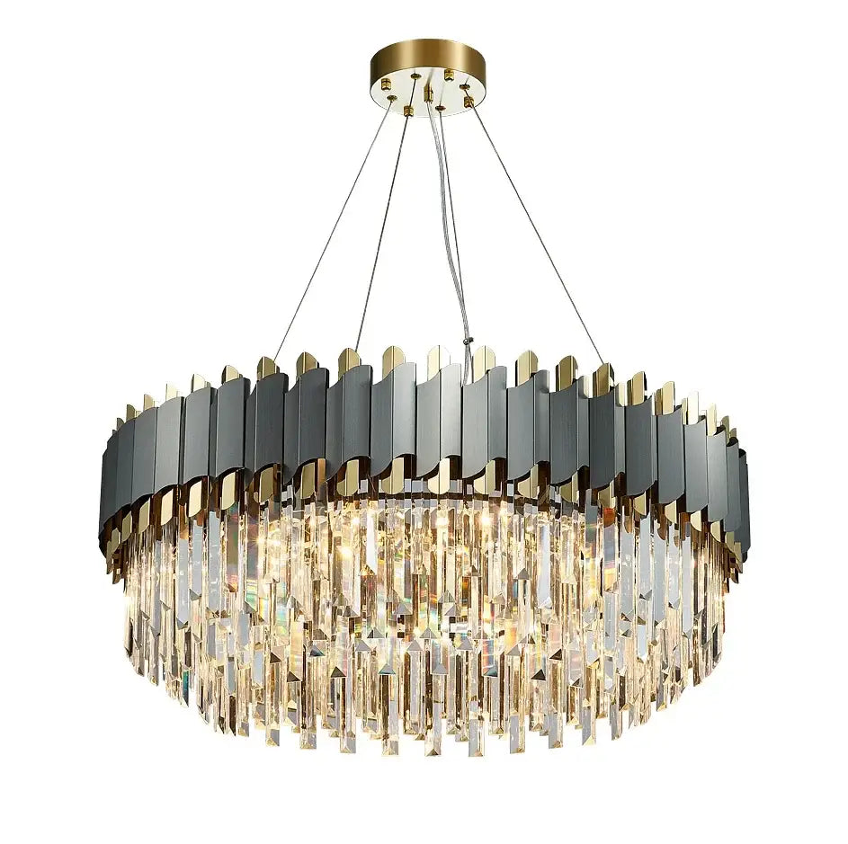 Decorbites art deco gray & gold crystal chandelier foyer light