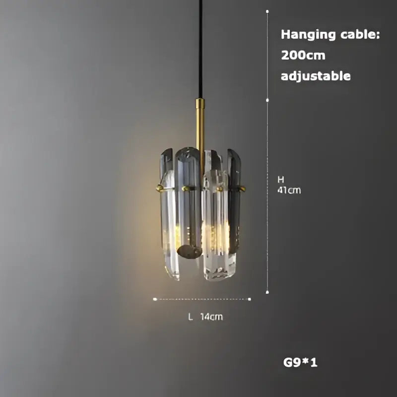 Art deco clear woven glass pendant light dining room brass accent