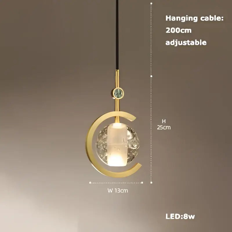 Art deco clear woven glass pendant light dining room brass accent