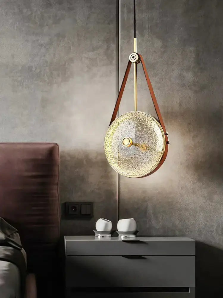 Art deco clear woven glass pendant light dining room brass accent