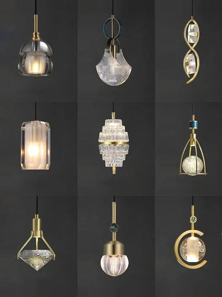 Art deco clear woven glass pendant light dining room brass accent
