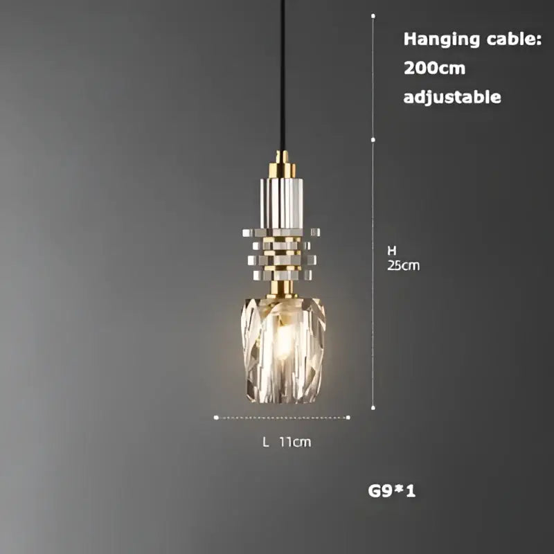 Art deco clear woven glass pendant light dining room brass accent