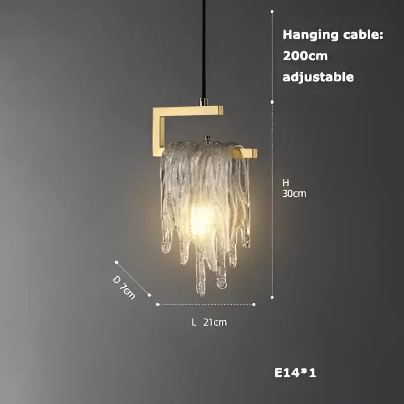 Art deco clear woven glass pendant light dining room brass accent