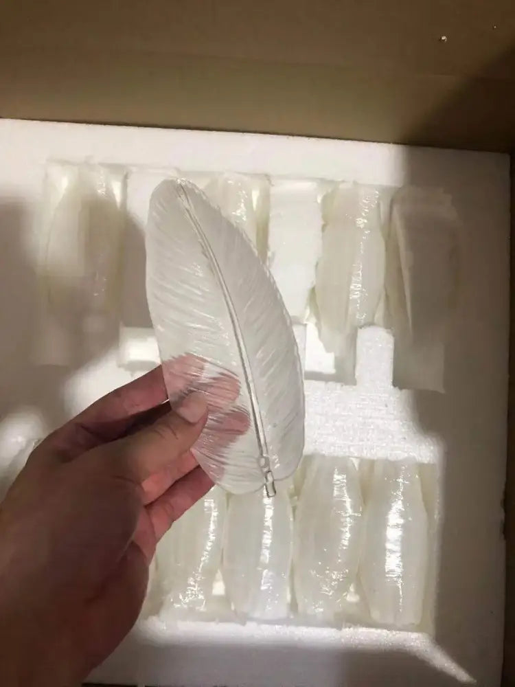 Decorbites art deco white glass feather chandelier for bedroom