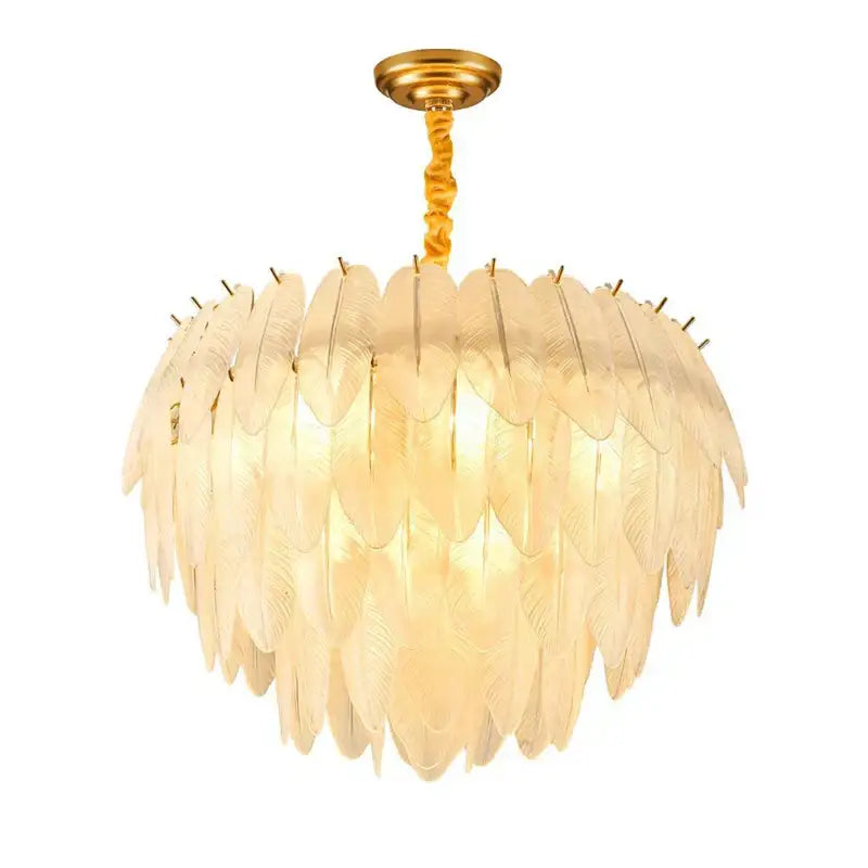 Decorbites art deco white glass feather chandelier for bedroom