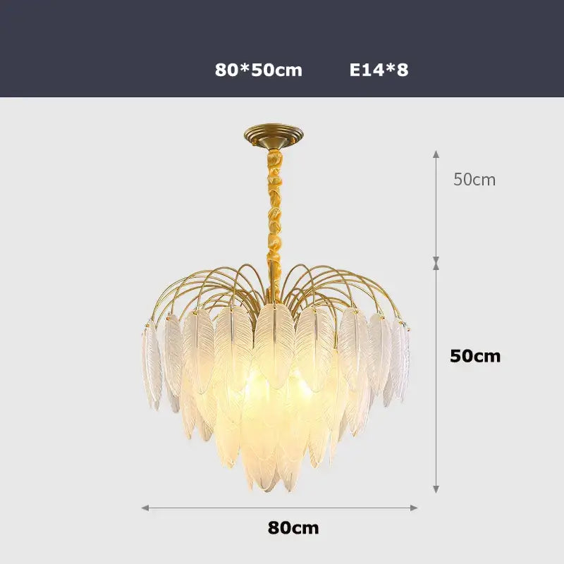 Decorbites art deco white glass feather chandelier for bedroom