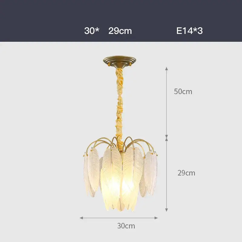 Decorbites art deco white glass feather chandelier for bedroom