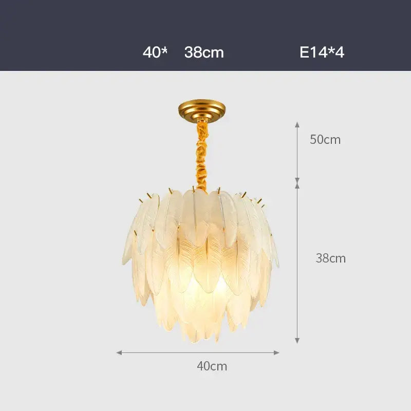 Decorbites art deco white glass feather chandelier for bedroom