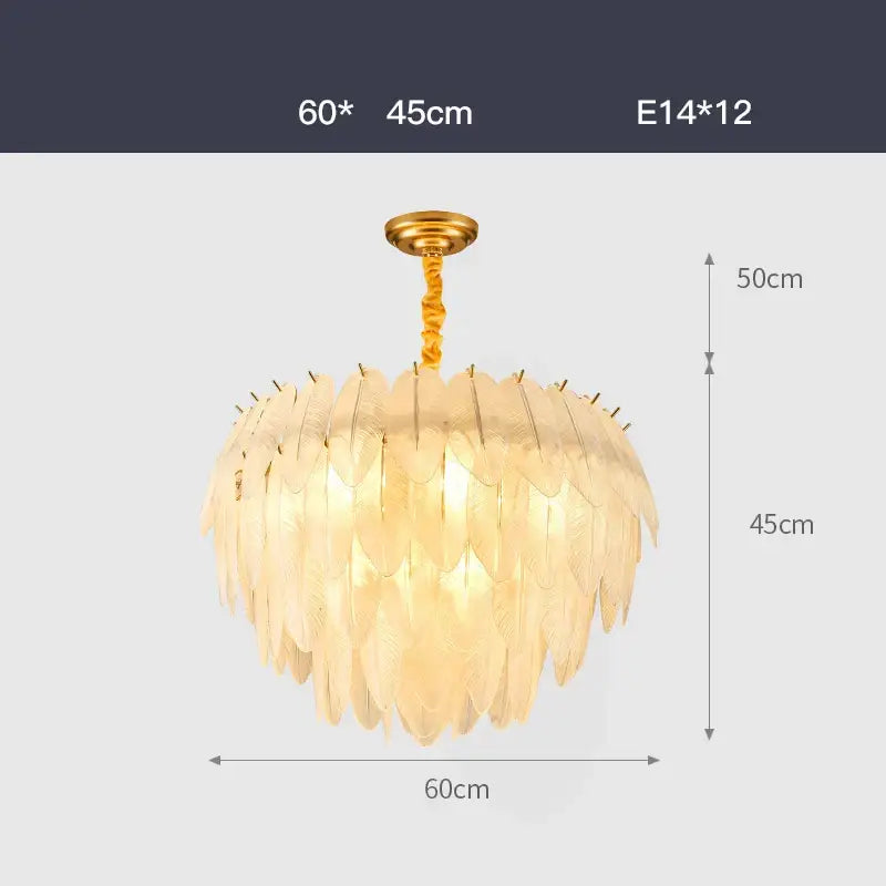 Decorbites art deco white glass feather chandelier for bedroom