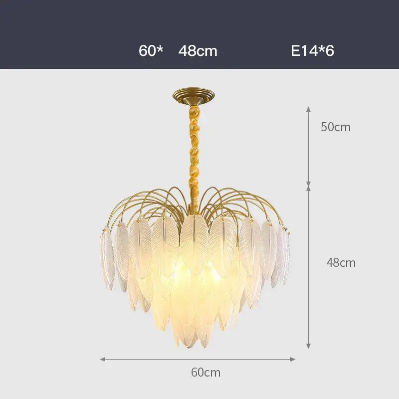 Decorbites art deco white glass feather chandelier for bedroom