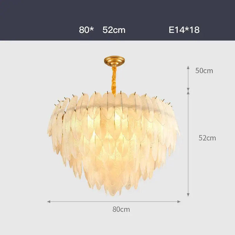 Decorbites art deco white glass feather chandelier for bedroom