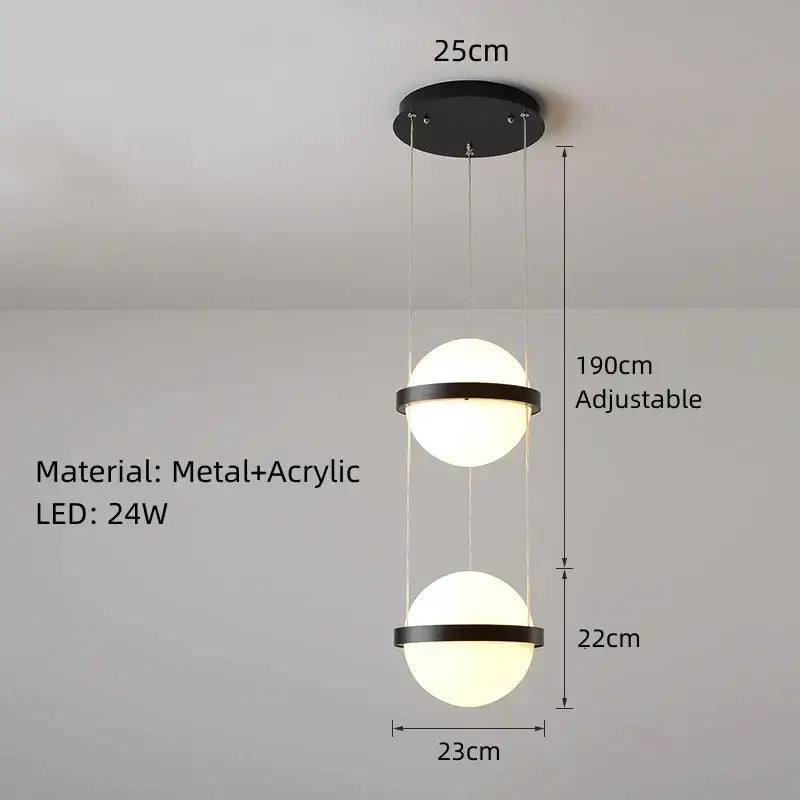 Modern black plant pendant light dining room led garden lamp