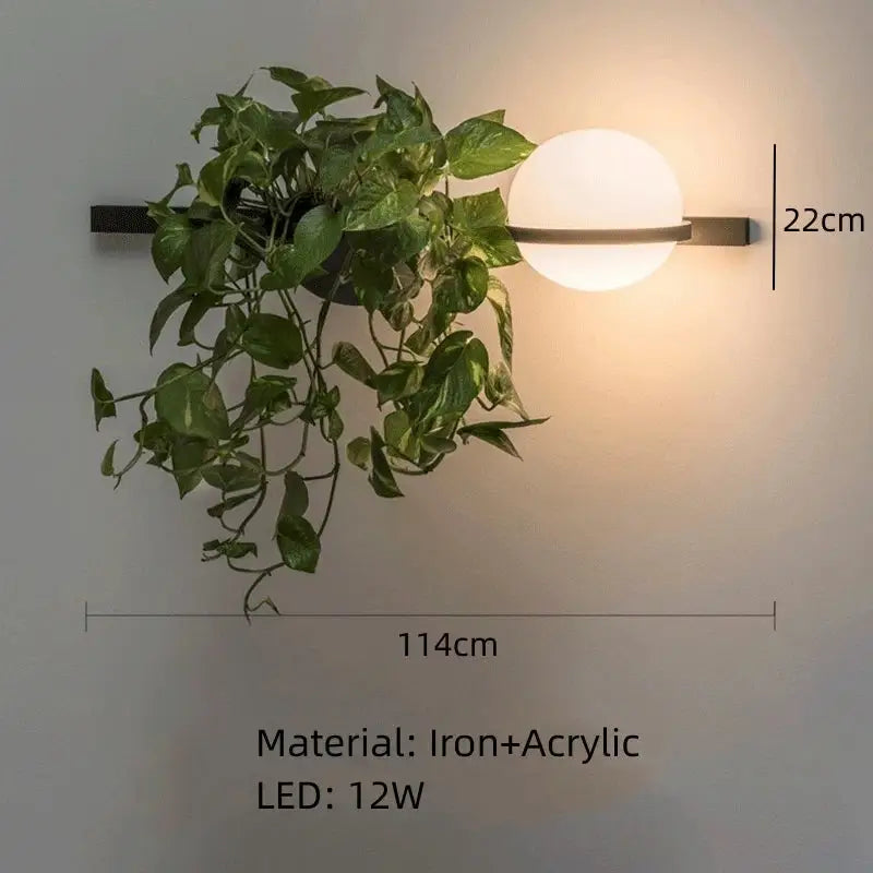Modern black plant pendant light dining room led garden lamp