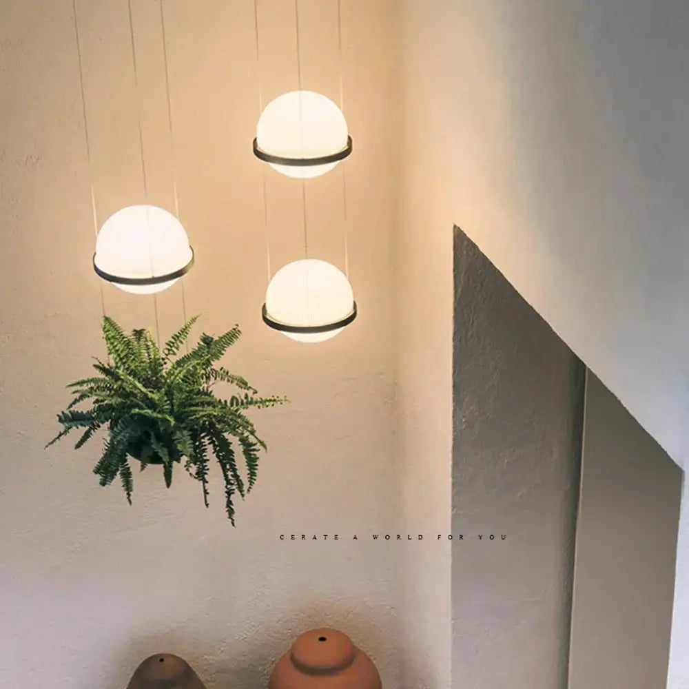 Modern black plant pendant light dining room led garden lamp