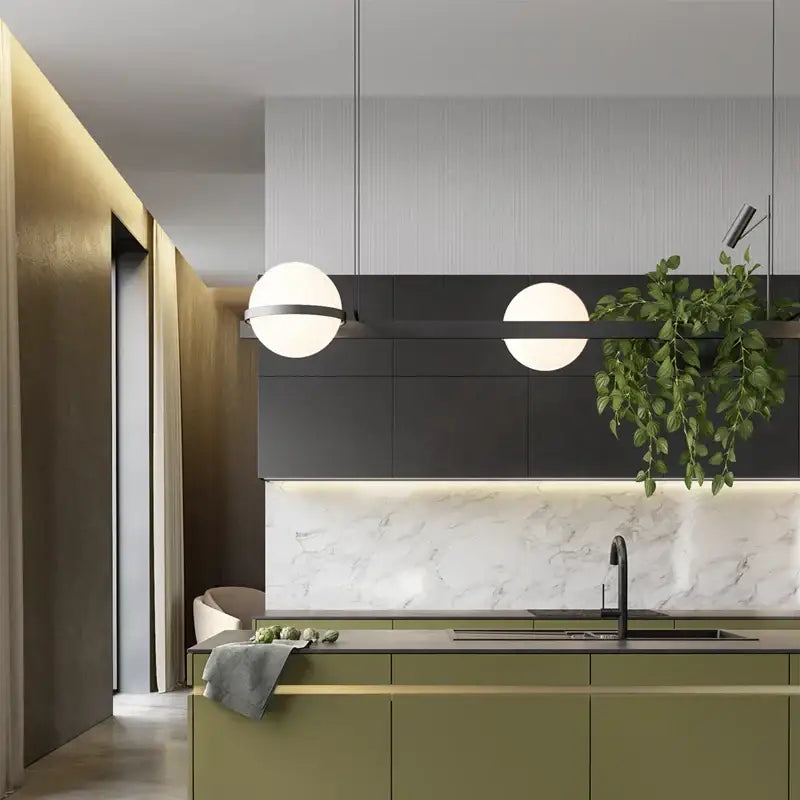 Modern black plant pendant light dining room led garden lamp