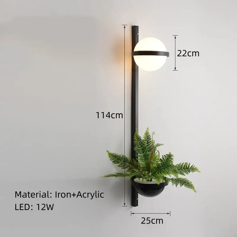 Modern black plant pendant light dining room led garden lamp