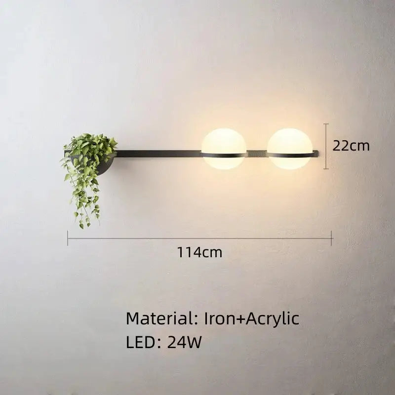 Modern black plant pendant light dining room led garden lamp