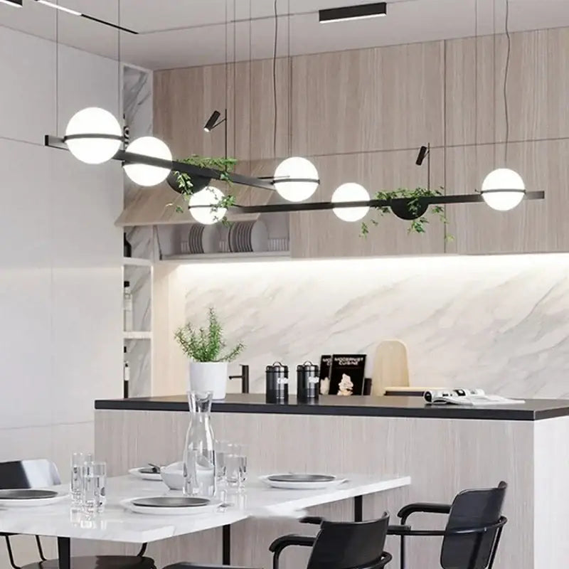 Modern black plant pendant light dining room led garden lamp