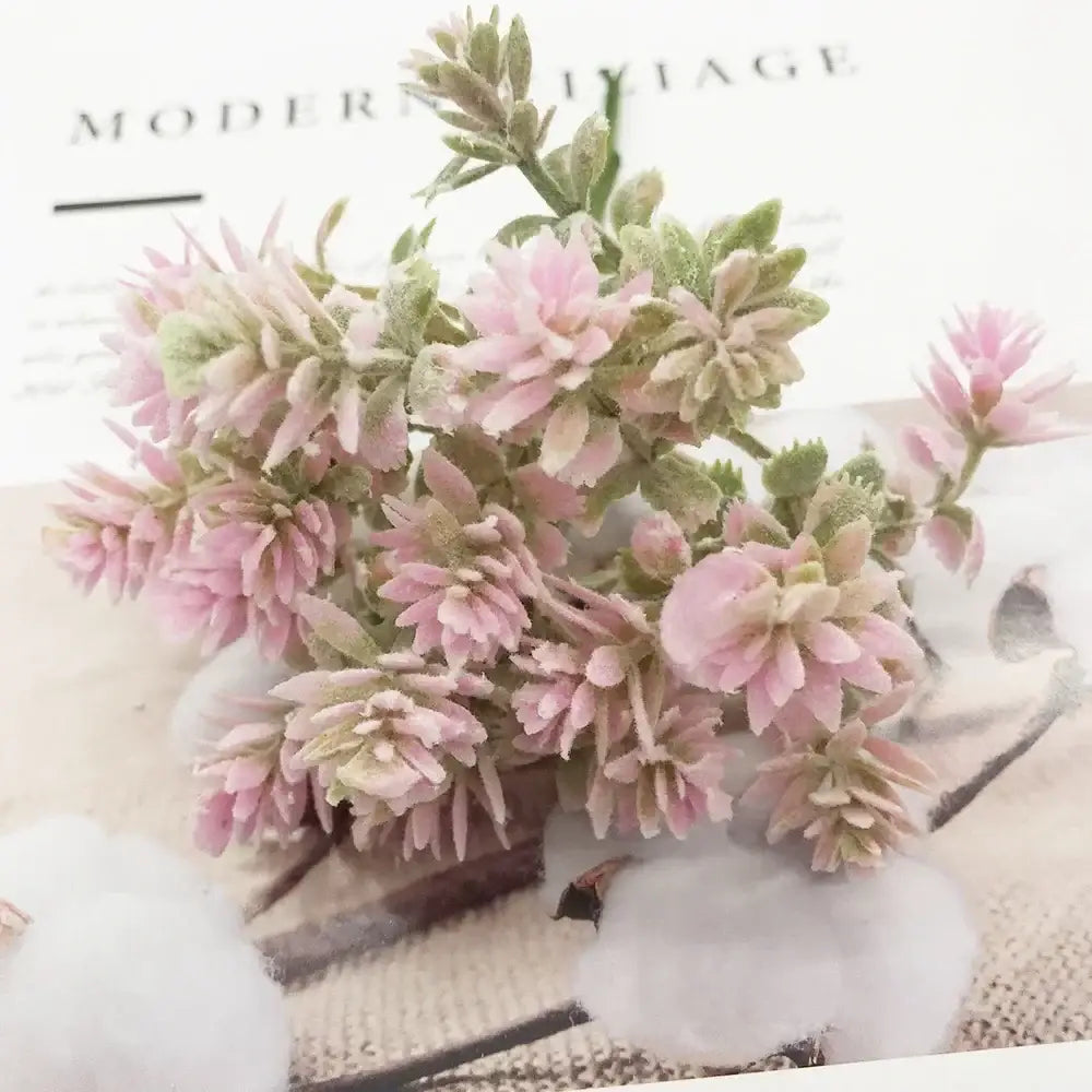 Pastel pink and lavender artificial succulent tree living room decor