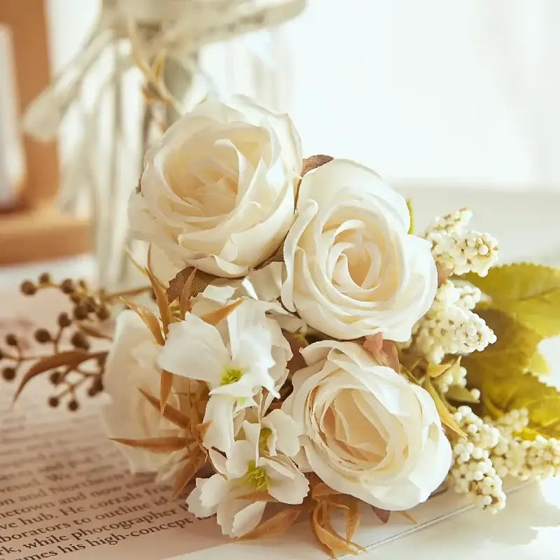 Artificial western rose wedding decor pink & mauve bouquet bedroom