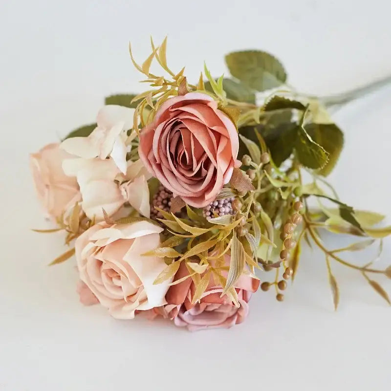 Artificial western rose wedding decor pink & mauve bouquet bedroom