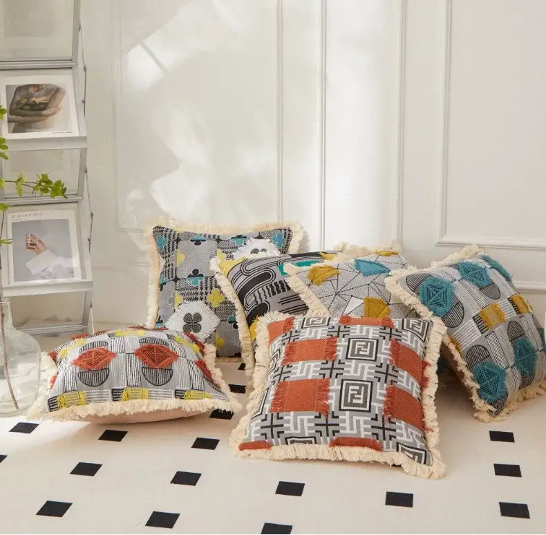 Artistic 45x45 handmade geometric cushion cover living room decor