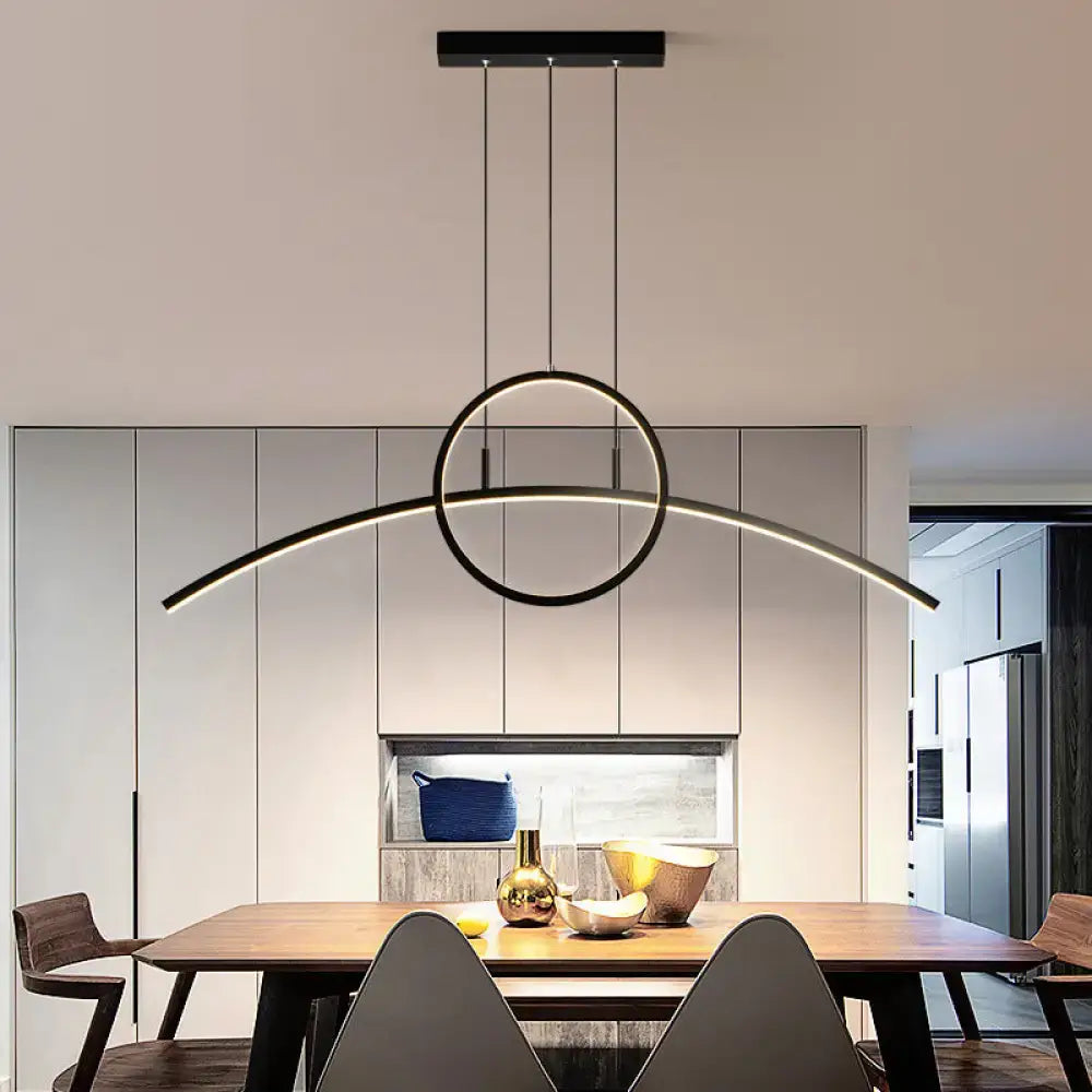 Modern black minimalist led ceiling light fixture for dining room