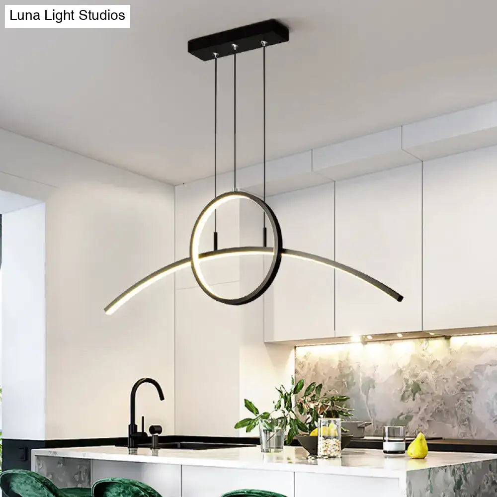 Modern black minimalist led ceiling light fixture for dining room