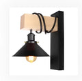 Modern wood and black & white artistic metal iron wall lamp bedroom