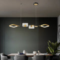 Modern gold & white geometric ring light fixture dining room pendant