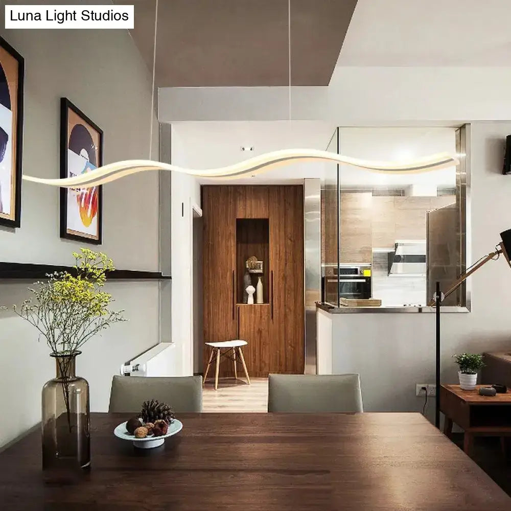 Artistic wave white led island pendant light dining room