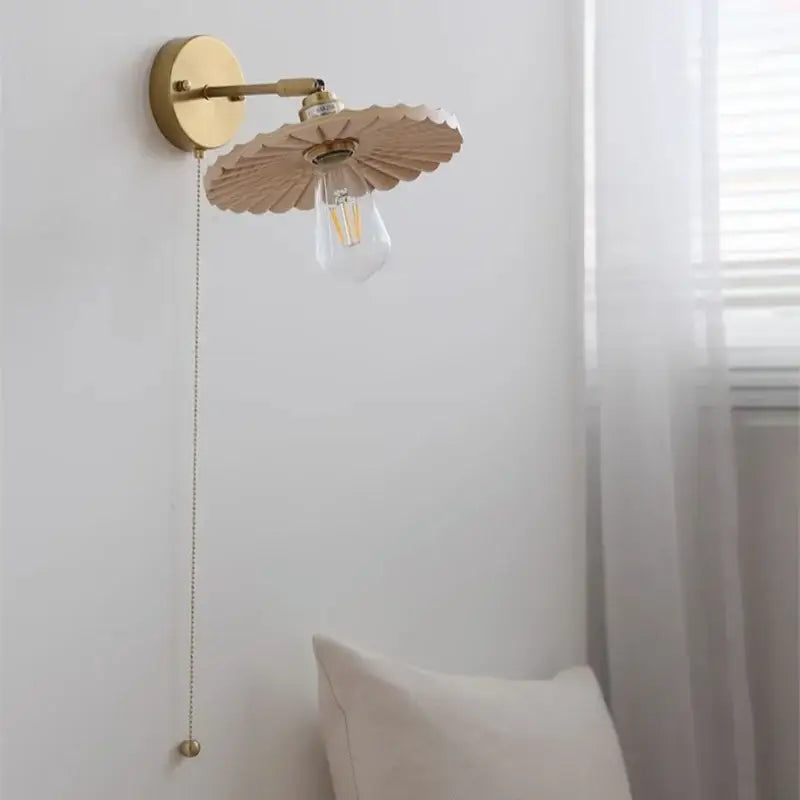 Vintage scalloped brass and glass wall lights living room sconce
