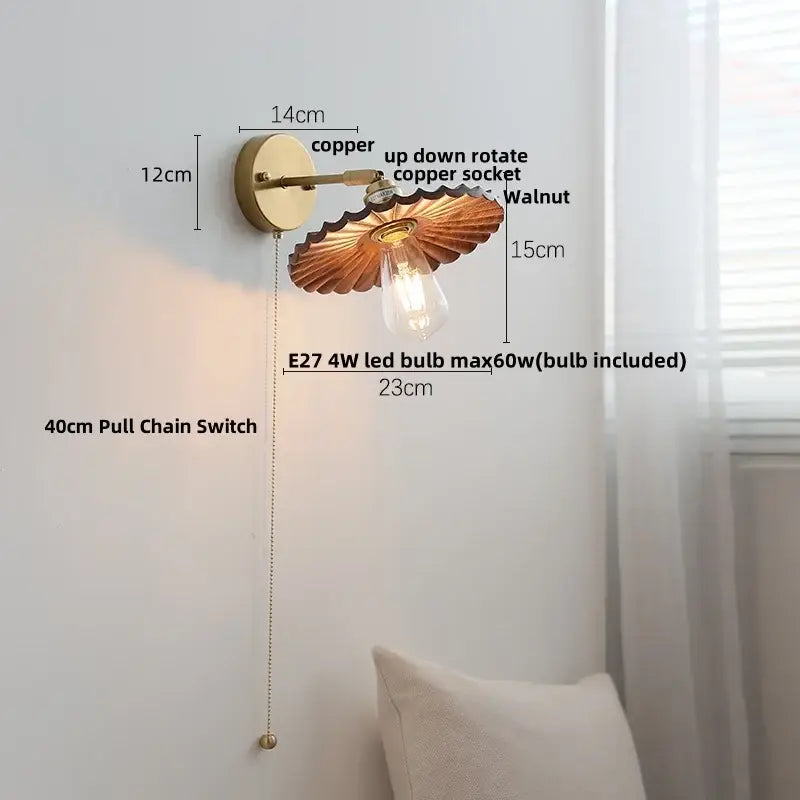 Vintage scalloped brass and glass wall lights living room sconce