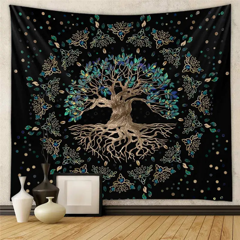 Black and white astrology chart tarot tapestry bedroom wall hanging