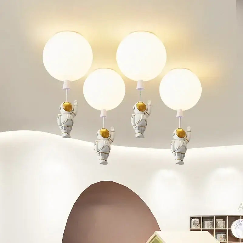 Modern white and gold astronaut balloon ceiling lamp for kids room