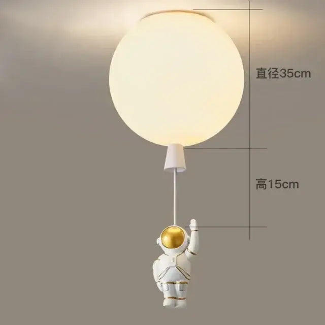 Modern white and gold astronaut balloon ceiling lamp for kids room